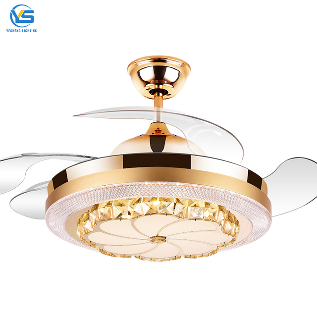 Y041 Luxury Crystal Ceiling Fans Remote Control 42inch Invisible Crystal Ceiling Fan