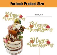 Décorations de gâteau de Thanksgiving, feuilles d'érable dorées scintillantes, décorations pour cupcakes pour la fête d'automne, la fête de Thanksgiving, les anniversaires