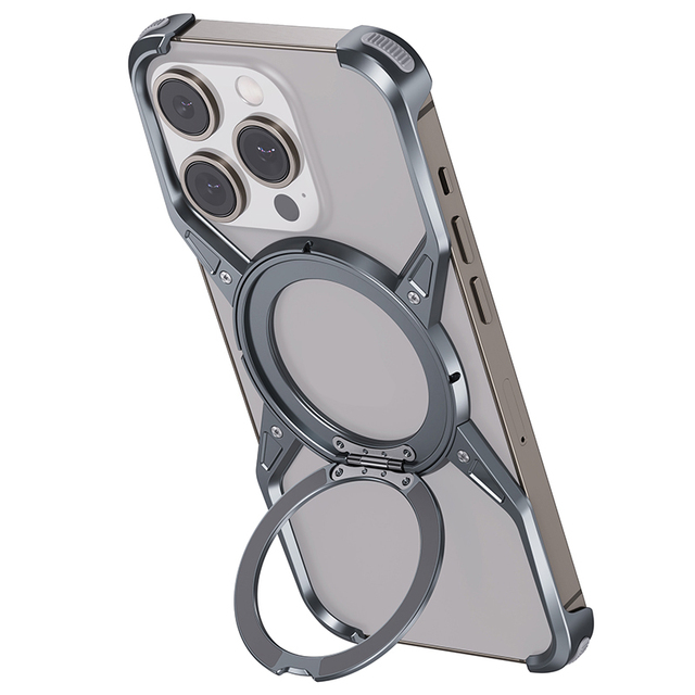 New Arrival 360 Degree Rotatable Aluminum Magnetic Wireless Charging Kickstand Phone case Cover for iphone 16 Pro Max 15 14 13