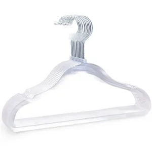 DS962 Gantungan Baju Glitter Transparan Akrilik, Kustom Non-Slip Hemat Ruang Pengatur Kain Gantungan Mantel Plastik