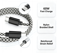 Cable USB Tipo-C Togudu CC-155 2.0, 480 Mbps, 60 W, Transferencia de Datos, 1 m/1.8 m/3 m, Nylon Luminoso que Brilla en la Oscuridad para Teléfono Móvil