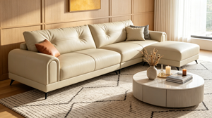 Sofá Chesterfield de Cuero Genuino con Mechones, Tres Plazas, Patas de Metal, Sofá Moderno para Sala de Estar con Brazos Enrollados - Product Image 6
