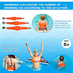 Ceinture de flottaison gonflable pour enfants et adultes, <span class=keywords><strong>gilet</strong></span> d'entraînement de natation en PVC 0,3 mm avec support de flottabilité dorsale - Product Image 6