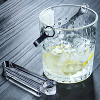 Seau à glace rond en verre transparent classique pour whisky et cocktails, accessoire de bar, vente en gros