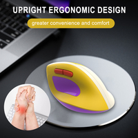 Mouse Gaming USB Vertikal Kuning yang Dapat Disesuaikan, 3 Tingkat DPI, Ergonomis, Dapat Diisi Ulang, Nirkabel 2.4G untuk Laptop