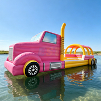 Plateforme flottante commerciale gonflable en PVC en forme de camion rose pour adultes – Idéale pour les jeux d'été et les loisirs aquatiques