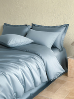 Reine taille 3 pièces 300TC housse de couette ensemble solide lisse couette fermeture à glissière coin liens respirant literie pour la maison hôtel