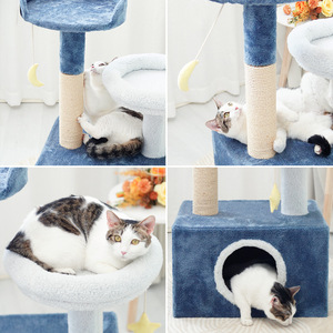 Arbre à chat Jia Ni Cat Starry Night bleu multi-niveaux avec griffoir et cachette pour chats d'intérieur - Product Image 3
