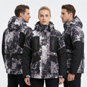 Veste imperméable en polyester à imprimé camouflage unisexe avec capuche et fermeture éclair pour adultes - Product Image 4