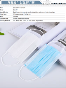 Nouveau produit Masque facial jetable emballé individuellement Masque protecteur respirant à 3 couches Utilisation quotidienne Filtre BFE 95 Meltblown OEM - Product Image 3