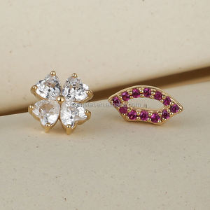 Geomeal 14k ठोस सोने का दिल भाग्यशाली क्लोवर शीर्ष शरीर के भेदी गहने थोक लेरेट आंतरिक रूप से थ्रेड ट्रेडड ट्रेडस डेथ - Product Image 3