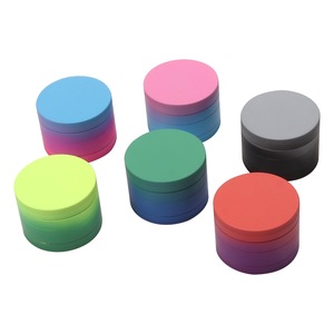 Cross border hot selling aluminum alloy tobacco grinder 63mm four layer <b>rubber</b> <b>paint</b> grinder gradient color series - Product Image 2
