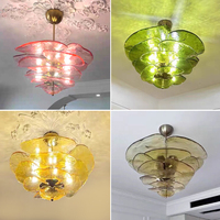 Lustre en verre CHUSE Lilypad, luminaire suspendu artisanal inspiré des pétales, pour salle à manger, chambre à coucher ou décoration de plafond d'entrée