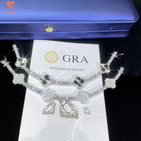 Chanceux trèfle à quatre feuilles Tennis Bracelet Hip Hop bijoux 4mm S925 argent plaqué or glacé Moissanite trèfle Tennis Bracelet