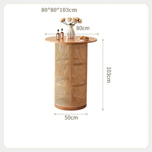 Muebles de Exterior, Juego de Sofás de Jardín, Mesa de Centro Redonda Pequeña para <span class=keywords><strong>Bar</strong></span>, Muebles de Ratán Natural para Sala de Estar, Mesa de <span class=keywords><strong>Bar</strong></span> de Madera - Product Image 2