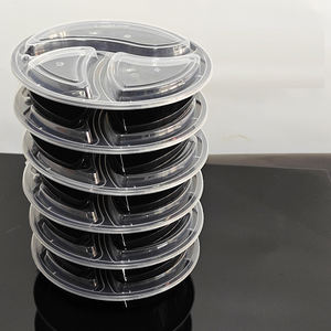 34 1000 עוז מ ל ללכת מכולות מזון 3 תא פלסטיק microavable לקחת מיכל הכנה חד פעמי מיכל הכנה חד פעמי עם מכסה - Product Image 3