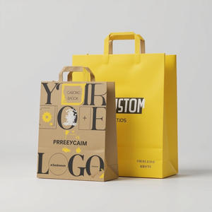 Sacs en papier biodégradables personnalisés avec votre propre logo Petits sacs en papier carton blancs avec poignée en coton pour le shopping - Product Image 3