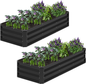 Jardinera Metálica Elevada para Jardín, Paquete de 2, Amplio Espacio para Cultivar Verduras, Hierbas y Flores, Envío desde Almacén en EE. UU. - Product Image 1
