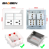 BAOBEN Série de panneaux en verre blanc 4*4, 20A 10A, 3 prises, multifonctionnel, norme européenne, interrupteur type C, prise murale