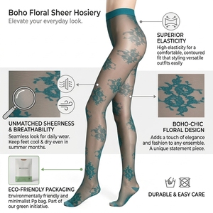 Collants Jacquard Vintage à Motifs Floraux Lonati OEM/ODM, Collants Transparents Effet Dentelle Romantique, <span class=keywords><strong>Bas</strong></span> en <span class=keywords><strong>Nylon</strong></span> Respirants et Sans Coutures - Product Image 4