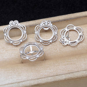 Support de boucles d'oreilles en argent S925, motif fleur rétro, pour perles de 11,1-11,3 mm, accessoire de bijouterie DIY, base pour clous d'oreilles 6094 - Product Image 1