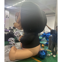 Mascotte géante gonflable personnalisée en forme d'ours de dessin animé assis avec capuche, personnage gonflable pour événement de marque et publicité extérieure