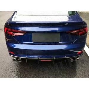 ดิฟฟิวเซอร์หลังสีดำเงา ลายคาร์บอนไฟเบอร์ สำหรับ Audi A5 S5 B9 ปี 2017 2018 2019 2020 แบบ 4 ช่องลม - Product Image 5