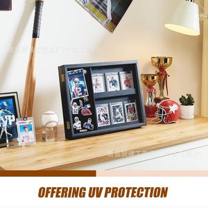 Sports Card <b>Display</b> Box <b>Wall</b> Mounted Black Rectangle Storage <b>Case</b> For Baseball Football Collectibles - Product Image 2