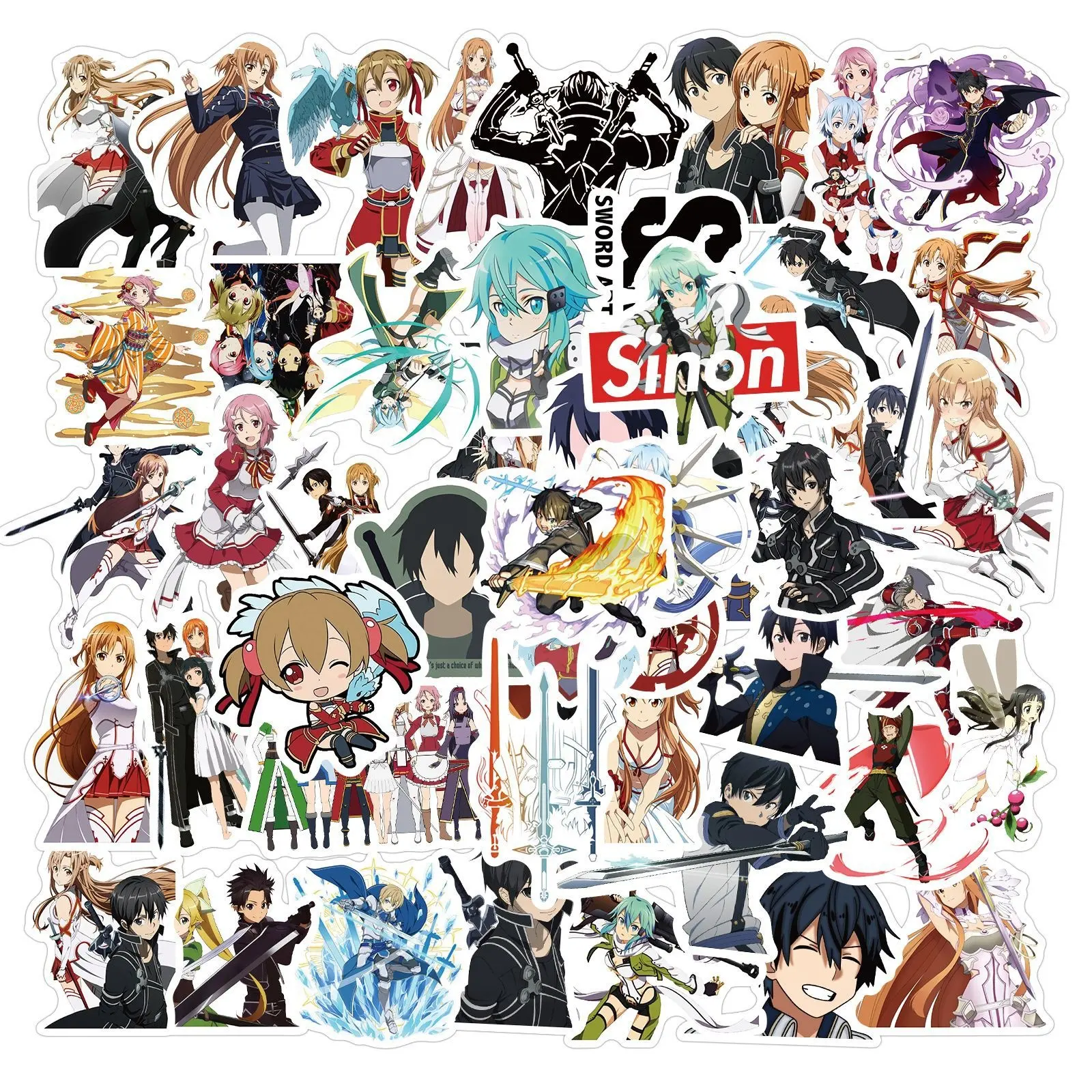50Pcs Sword Art Online Japan Anime Sticker For Children Boy Graffiit Skateboard Luggage Laptop Cartoon Custom Stickers