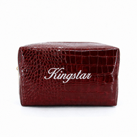 Sac cosmétique en similicuir gaufré effet croco, étui de luxe pour maquillage, pochette zippée, organiseur de voyage pour articles de toilette, vente en gros usine BSCI