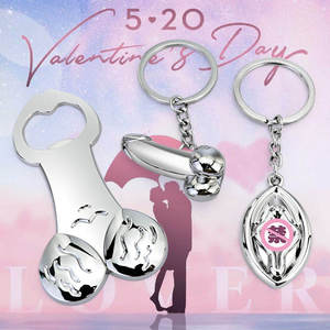 Llavero con Forma de Órgano Reproductivo Masculino y Femenino, Dildo/Vagina, Divertido y Sexy, Parodia para Parejas, Llavero de Broma, Accesorios Genitales - Product Image 3