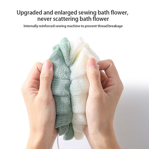 Dual Color Doughnut Mesh Pouf Premium Quality Women Girls Shower Donut <strong>Exfoliating</strong> Bath Sponge Body Scrubber Bath Loofahs - Product Image 5