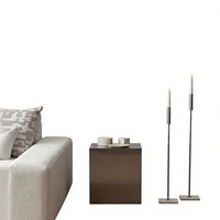Ensemble de porte-bougies modernes en acier inoxydable avec base en marbre, grand support décoratif pour bougies pour la décoration intérieure