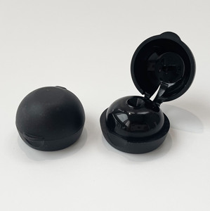 Black PP Plastic 20-410 24/410 <strong>Matte</strong> Smooth Skirt Hinged Flip Top Snap Cap Dispensing Bottle Cap - Product Image 3