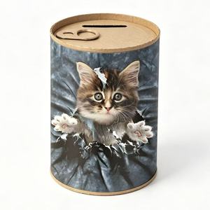 Tirelire pour enfants personnalisable, écologique, imprimée avec des dessins animés, tube cylindrique pour collection de pièces de monnaie - Product Image 2
