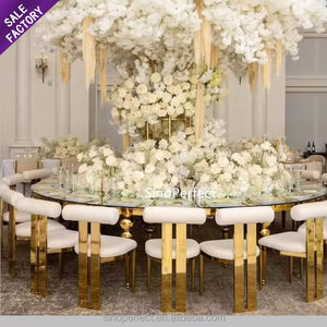 Luxury Commercial Hotel Furniture Event White Fabric Gold Stainless Steel Frame <b>Chair</b> <b>Dining</b> Hotel Banquet Wedding <b>Chair</b> - Product Image 1