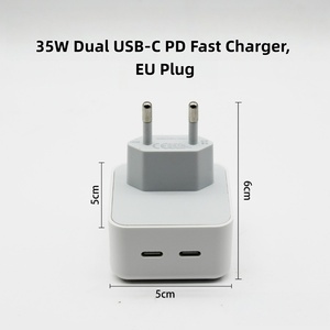 <span class=keywords><strong>Chargeur</strong></span> rapide PD 20W à double port USB-C avec prises US, EU, UK, <span class=keywords><strong>prix</strong></span> usine, vente chaude, pour iPhone 17, 16, 15, 14, ordinateur portable, montre connectée - Product Image 1