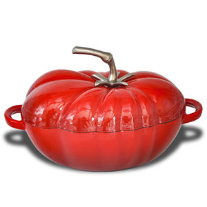 Marmite en fonte émaillée en forme de tomate la plus vendue, 27 cm, marmite en forme de tomate, <span class=keywords><strong>rouge</strong></span> foncé, marmite en fonte émaillée pour la cuisine - Product Image 6