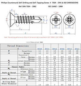 316 thép không gỉ chéo chìm Đầu phẳng khoan đuôi Tự Khai thác bu lông Phillips tự khoan vít <span class=keywords><strong>st4.2</strong></span> st4.8 st5.5 - Product Image 5