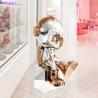 Statue robotique Sculpture en fibre de verre Décoration de sol du salon Statuette en résine Centre commercial Club Entrée Art Design d'intérieur