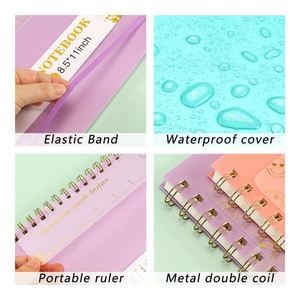 A4 Notebooks Wholesale PVC Waterproof Spiral Notebook with Ruler & Storage <b>Pocket</b> Lined Dotted Grid Jotter Notebook for School - Product Image 2