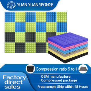 Paneles de espuma acústica ignífugos ecológicos modernos personalizados de alta densidad YuanYuan 80% reducción de ruido Paquete de 12 estudio 3D - Product Image 2
