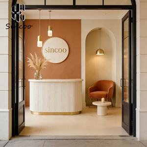 Italy Best Selling Curved Luxury Spa <b>Nail</b> Salon Counter Front TableCustom Sizes Modern Beauty Salon Reception <b>Desk</b> - Product Image 2