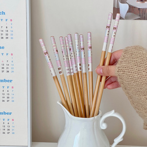Palillos de bambú Yuan Jin con diseño de dibujos animados, forma redonda, juego de vajilla para el hogar, juego para parejas, regalos para adultos - Product Image 1