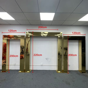 Arco Dorato per Matrimoni Struttura di Sfondo in Acciaio Inox Fondale da Palco <span class=keywords><strong>con</strong></span> <span class=keywords><strong>Fiori</strong></span> Artificiali per Allestimenti Nuziali - Product Image 2