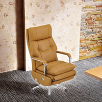 Chaise de bureau exécutive haut de gamme Nophia NAMS-T8102-7 en cuir véritable, réglable en hauteur, avec base pivotante, pieds coniques et structure en fer