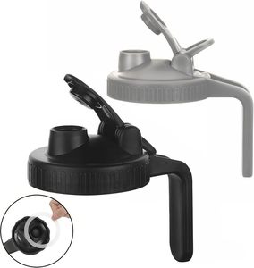 Gray Color 86mm PP Plastic Non-Spill Flip Top Cap Wide Mouth Jar Pour Spout Lids - Product Image 1