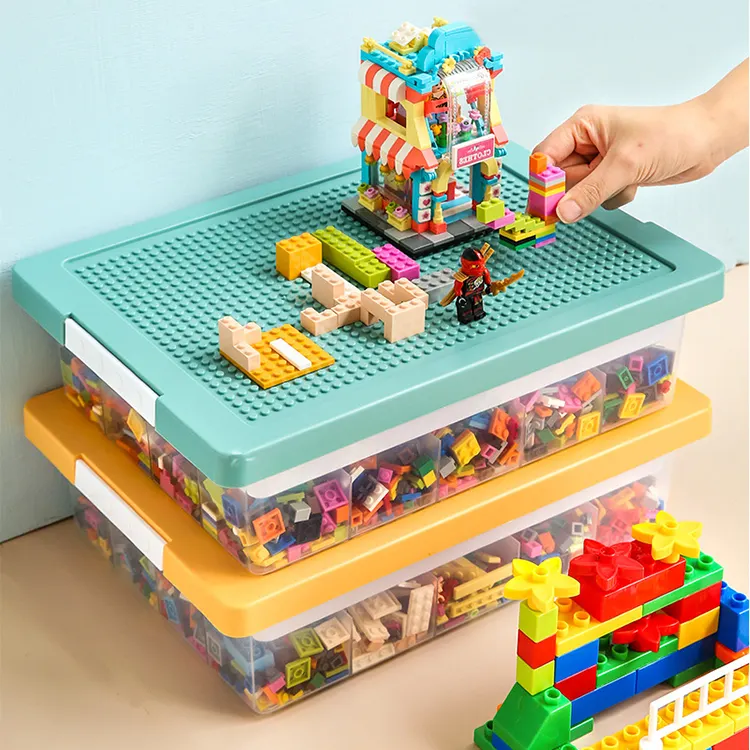 बच्चों के साथ बड़े प्लास्टिक Stackable खिलौना भंडारण बॉक्स आयोजक कंटेनर बिन इमारत ईंट लेगो ब्लॉक आधार