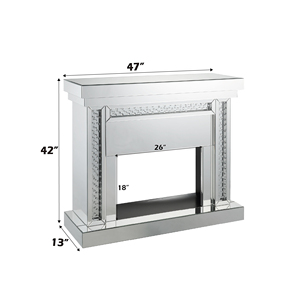 Modern <b>Mirrored</b> & Faux Crystals Fireplace Console <b>Table</b> with MDF Panel for Living Room - Product Image 4