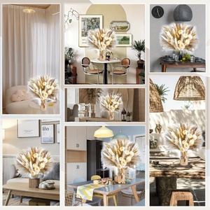 Grand bouquet d'<span class=keywords><strong>herbe</strong></span> <span class=keywords><strong>de</strong></span> la <span class=keywords><strong>pampa</strong></span> séchée (91/51 pièces) avec roses blanches et beiges - Décoration <span class=keywords><strong>de</strong></span> table bohème à pleine <span class=keywords><strong>floraison</strong></span> et faible entretien - Product Image 6
